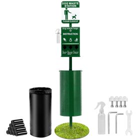 Dog Waste Station with Hand Wash Bottle, Commercial Dog Poop Station, 11.5 Gallons Pet Waste Bin with 50 Can Liners, Bag Dispenser & 600 Waste Bags