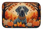 Weimaraner Fall Dish Drying Mat Absorbent Dish Drying Mat Pad for Kitchen Counter Dish Drainer Mat for Countertop, 14 x 21", Multicolor