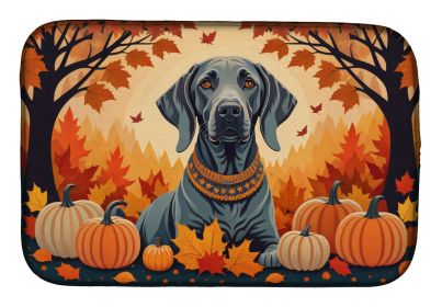 Weimaraner Fall Dish Drying Mat Absorbent Dish Drying Mat Pad for Kitchen Counter Dish Drainer Mat for Countertop, 14 x 21", Multicolor