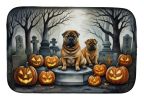 Shar Pei Spooky Halloween Dish Drying Mat Absorbent Dish Drying Mat Pad for Kitchen Counter Dish Drainer Mat for Countertop, 14 x 21", Multicolor
