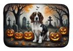 Welsh Springer Spaniel Spooky Halloween Dish Drying Mat Absorbent Dish Drying Mat Pad for Kitchen Counter Dish Drainer Mat for Countertop, 14 x 21"