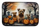 Norfolk Terrier Spooky Halloween Dish Drying Mat Absorbent Dish Drying Mat Pad for Kitchen Counter Dish Drainer Mat for Countertop, 14 x 21"