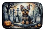 Yorkshire Terrier Spooky Halloween Dish Drying Mat Absorbent Dish Drying Mat Pad for Kitchen Counter Dish Drainer Mat for Countertop, 14 x 21"