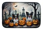 Papillon Spooky Halloween Dish Drying Mat Absorbent Dish Drying Mat Pad for Kitchen Counter Dish Drainer Mat for Countertop, 14 x 21", Multicolor