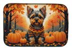 Yorkshire Terrier Fall Dish Drying Mat Absorbent Dish Drying Mat Pad for Kitchen Counter Dish Drainer Mat for Countertop, 14 x 21", Multicolor