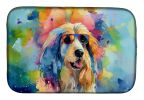 Afghan Hound Hippie Dawg Dish Drying Mat Absorbent Dish Drying Mat Pad for Kitchen Counter Dish Drainer Mat for Countertop, 14 x 21", Multicolor