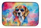 Beagle Hippie Dawg Dish Drying Mat Absorbent Dish Drying Mat Pad for Kitchen Counter Dish Drainer Mat for Countertop, 14 x 21", Multicolor