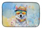Alaskan Klee Kai Hippie Dawg Dish Drying Mat Absorbent Dish Drying Mat Pad for Kitchen Counter Dish Drainer Mat for Countertop, 14 x 21", Multicolor
