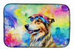 Collie Hippie Dawg Dish Drying Mat Absorbent Dish Drying Mat Pad for Kitchen Counter Dish Drainer Mat for Countertop, 14 x 21", Multicolor