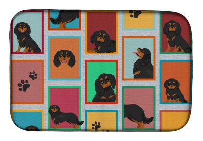 Lots of Black and Tan Cavalier King Charles Spaniel Dish Drying Mat Absorbent Dish Drying Mat Pad for Kitchen Counter Dish Drainer Mat for Countertop