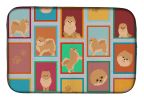 Lots of Orange Pomeranian Dish Drying Mat Absorbent Dish Drying Mat Pad for Kitchen Counter Dish Drainer Mat for Countertop, 14 x 21", Multicolor