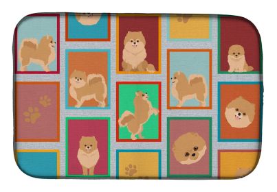 Lots of Orange Pomeranian Dish Drying Mat Absorbent Dish Drying Mat Pad for Kitchen Counter Dish Drainer Mat for Countertop, 14 x 21", Multicolor