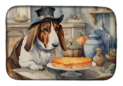 Basset Hound Fall Kitchen Pumpkins Dish Drying Mat Absorbent Dish Drying Mat Pad for Kitchen Counter Dish Drainer Mat for Countertop, 14 x 21"