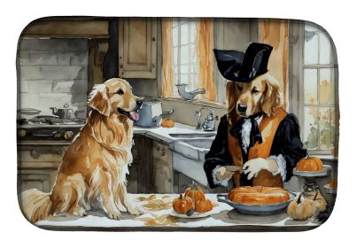 Golden Retriever Fall Kitchen Pumpkins Dish Drying Mat Absorbent Dish Drying Mat Pad for Kitchen Counter Dish Drainer Mat for Countertop, 14 x 21"