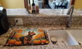 Welsh Terrier Fall Dish Drying Mat Absorbent Dish Drying Mat Pad for Kitchen Counter Dish Drainer Mat for Countertop, 14 x 21", Multicolor