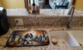 Basset Hound Spooky Halloween Dish Drying Mat Absorbent Dish Drying Mat Pad for Kitchen Counter Dish Drainer Mat for Countertop, 14 x 21", Multicolor