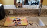 Airedale Terrier Hippie Dawg Dish Drying Mat Absorbent Dish Drying Mat Pad for Kitchen Counter Dish Drainer Mat for Countertop, 14 x 21", Multicolor