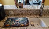 Chihuahua Spooky Halloween Dish Drying Mat Absorbent Dish Drying Mat Pad for Kitchen Counter Dish Drainer Mat for Countertop, 14 x 21", Multicolor