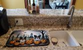 Papillon Spooky Halloween Dish Drying Mat Absorbent Dish Drying Mat Pad for Kitchen Counter Dish Drainer Mat for Countertop, 14 x 21", Multicolor