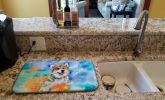 Alaskan Malamute Hippie Dawg Dish Drying Mat Absorbent Dish Drying Mat Pad for Kitchen Counter Dish Drainer Mat for Countertop, 14 x 21", Multicolor