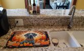 Weimaraner Fall Dish Drying Mat Absorbent Dish Drying Mat Pad for Kitchen Counter Dish Drainer Mat for Countertop, 14 x 21", Multicolor