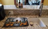 Shar Pei Spooky Halloween Dish Drying Mat Absorbent Dish Drying Mat Pad for Kitchen Counter Dish Drainer Mat for Countertop, 14 x 21", Multicolor