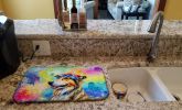 Collie Hippie Dawg Dish Drying Mat Absorbent Dish Drying Mat Pad for Kitchen Counter Dish Drainer Mat for Countertop, 14 x 21", Multicolor