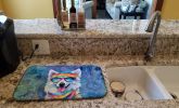 American Eskimo Hippie Dawg Dish Drying Mat Absorbent Dish Drying Mat Pad for Kitchen Counter Dish Drainer Mat for Countertop, 14 x 21", Multicolor