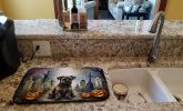 Border Terrier Spooky Halloween Dish Drying Mat Absorbent Dish Drying Mat Pad for Kitchen Counter Dish Drainer Mat for Countertop, 14 x 21"