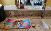 Beagle Hippie Dawg Dish Drying Mat Absorbent Dish Drying Mat Pad for Kitchen Counter Dish Drainer Mat for Countertop, 14 x 21", Multicolor
