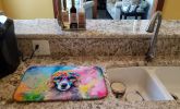 Poodle Hippie Dawg Dish Drying Mat Absorbent Dish Drying Mat Pad for Kitchen Counter Dish Drainer Mat for Countertop, 14 x 21", Multicolor