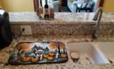 Poodle Spooky Halloween Dish Drying Mat Absorbent Dish Drying Mat Pad for Kitchen Counter Dish Drainer Mat for Countertop, 14 x 21", Multicolor