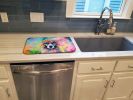 Poodle Hippie Dawg Dish Drying Mat Absorbent Dish Drying Mat Pad for Kitchen Counter Dish Drainer Mat for Countertop, 14 x 21", Multicolor