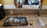Akita Spooky Halloween Dish Drying Mat Absorbent Dish Drying Mat Pad for Kitchen Counter Dish Drainer Mat for Countertop, 14 x 21", Multicolor