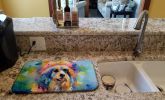 Afghan Hound Hippie Dawg Dish Drying Mat Absorbent Dish Drying Mat Pad for Kitchen Counter Dish Drainer Mat for Countertop, 14 x 21", Multicolor
