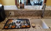 Australian Shepherd Spooky Halloween Dish Drying Mat Absorbent Dish Drying Mat Pad for Kitchen Counter Dish Drainer Mat for Countertop, 14 x 21"