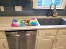 Collie Hippie Dawg Dish Drying Mat Absorbent Dish Drying Mat Pad for Kitchen Counter Dish Drainer Mat for Countertop, 14 x 21", Multicolor