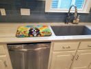 Bernese Mountain Dog Hippie Dawg Dish Drying Mat Absorbent Dish Drying Mat Pad for Kitchen Counter Dish Drainer Mat for Countertop, 14 x 21"
