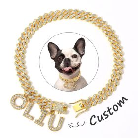 Luxury Alloy Dog Firewood Walking Collar (Option: Glod-45cm)