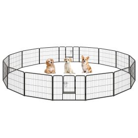 16 Panel 24/32/40 Inches Height Dog Playpen with Lock and Large Door (size: 24 inches)