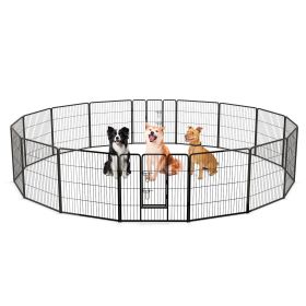 16 Panel 24/32/40 Inches Height Dog Playpen with Lock and Large Door (size: 32 inches)