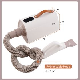 Dog Cat Hair Blower with Negative Ion Function and Adjustable Temperature (Color: White)