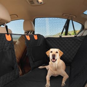 Dog Car Back Seat Cover With Zipper Mesh Window Storage Bags Waterproof 600D Oxford Cloth Car Seat Protector With Slide Flaps For Cars Trucks SUVs (Color: Black)