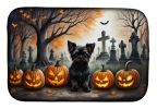 Affenpinscher Spooky Halloween Dish Drying Mat Absorbent Dish Drying Mat Pad for Kitchen Counter Dish Drainer Mat for Countertop, 14 x 21", Multicolor