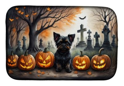 Affenpinscher Spooky Halloween Dish Drying Mat Absorbent Dish Drying Mat Pad for Kitchen Counter Dish Drainer Mat for Countertop, 14 x 21", Multicolor (Default: Default)