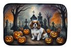 Cavalier Spaniel Spooky Halloween Dish Drying Mat Absorbent Dish Drying Mat Pad for Kitchen Counter Dish Drainer Mat for Countertop, 14 x 21"