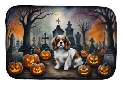 Cavalier Spaniel Spooky Halloween Dish Drying Mat Absorbent Dish Drying Mat Pad for Kitchen Counter Dish Drainer Mat for Countertop, 14 x 21" (Default: Default)