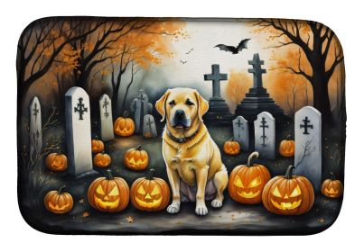 Yellow Labrador Retriever Spooky Halloween Dish Drying Mat Absorbent Dish Drying Mat Pad for Kitchen Counter Dish Drainer Mat for Countertop, 14 x 21" (Default: Default)
