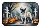 Boxer Spooky Halloween Dish Drying Mat Absorbent Dish Drying Mat Pad for Kitchen Counter Dish Drainer Mat for Countertop, 14 x 21", Multicolor