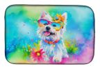 Westie Hippie Dawg Dish Drying Mat Absorbent Dish Drying Mat Pad for Kitchen Counter Dish Drainer Mat for Countertop, 14 x 21", Multicolor